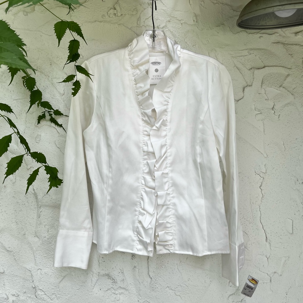 Talbots Petites White Flouncy Long Sleeve Blouse - Size 2P NWT